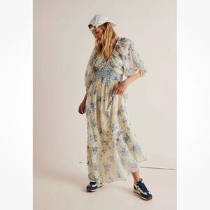 NEW Free People Golden Hour Maxi Dress – Size Medium – Blue Floral